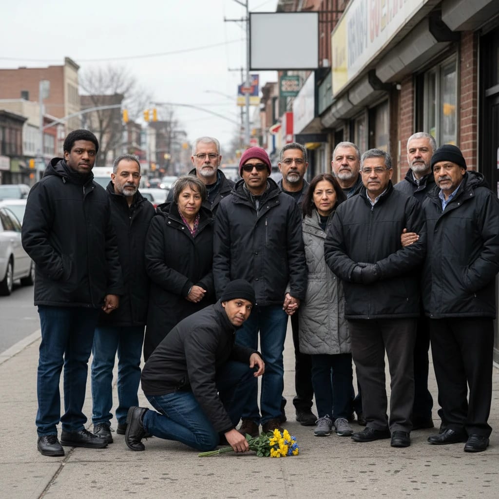 Cross Bay Boulevard Residents Rally for Ukraine Amid Kyiv Missile Attack